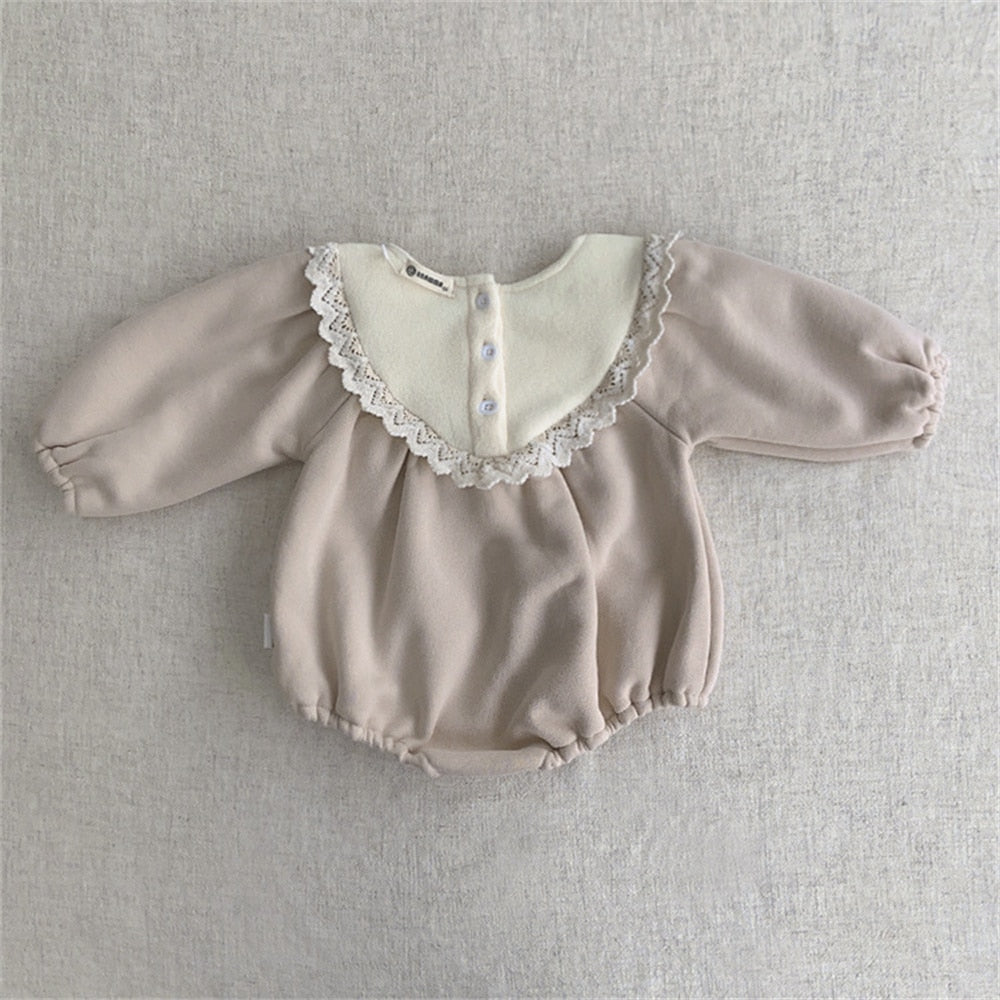Lace Collar Long-Sleeved Romper